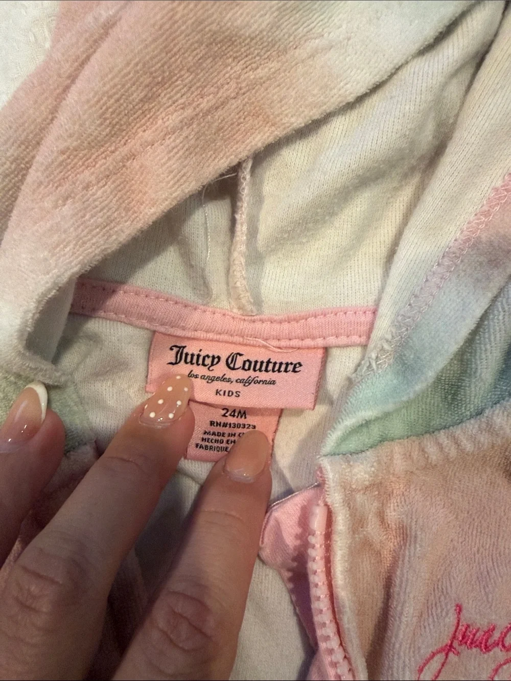 Juicy Couture Pastel Pink & Mint Tie-Dye Hooded Terry Romper